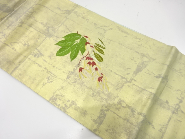 引箔　藤模様　刺繍　名古屋帯